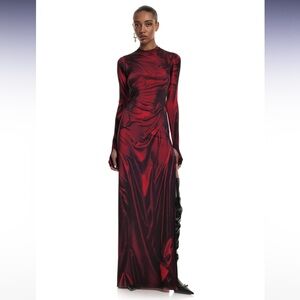 Meta Gutmane - Red Wetlook Maxi Dress Medium M